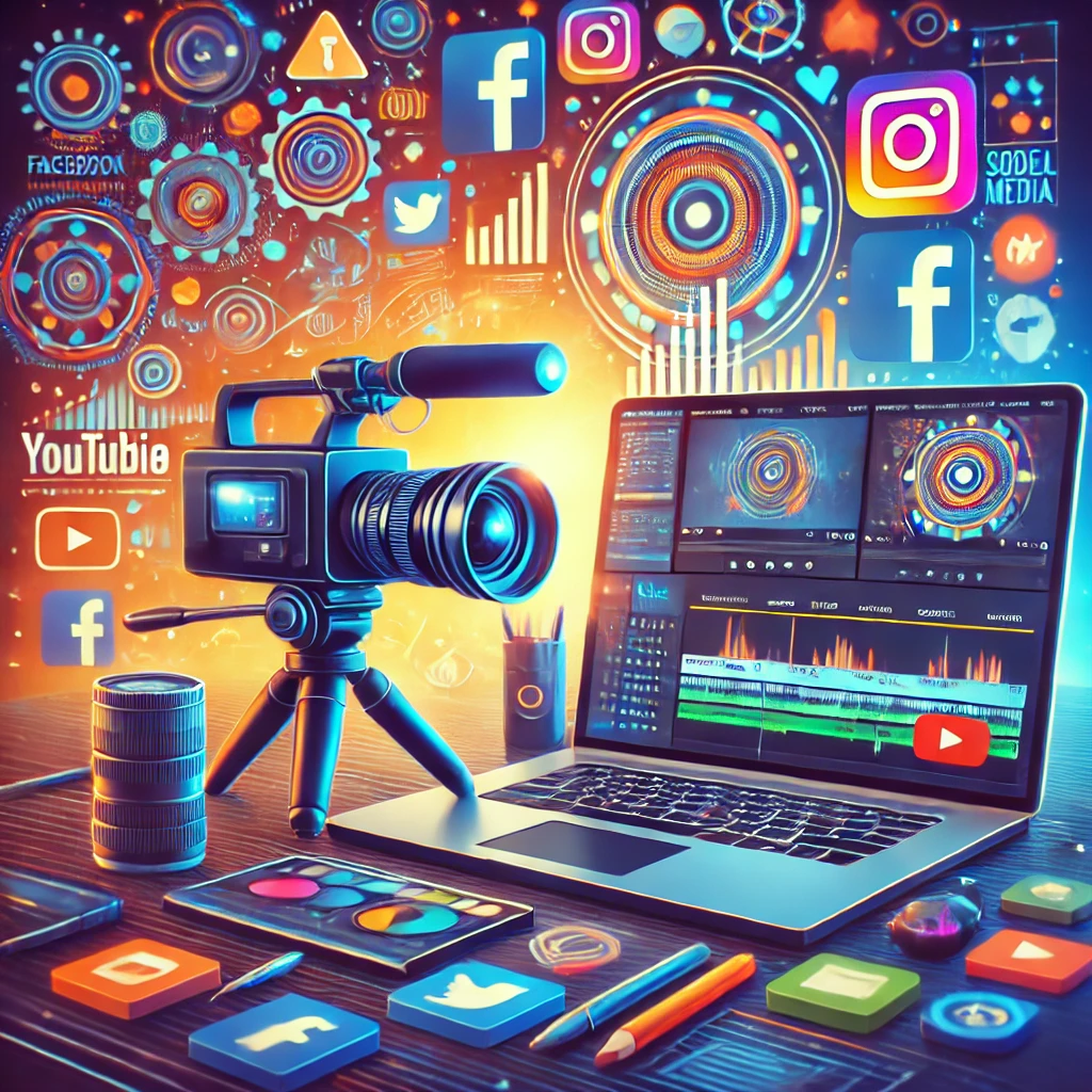 Processo di creazione di video coinvolgenti per i social media in uno stile grafico.