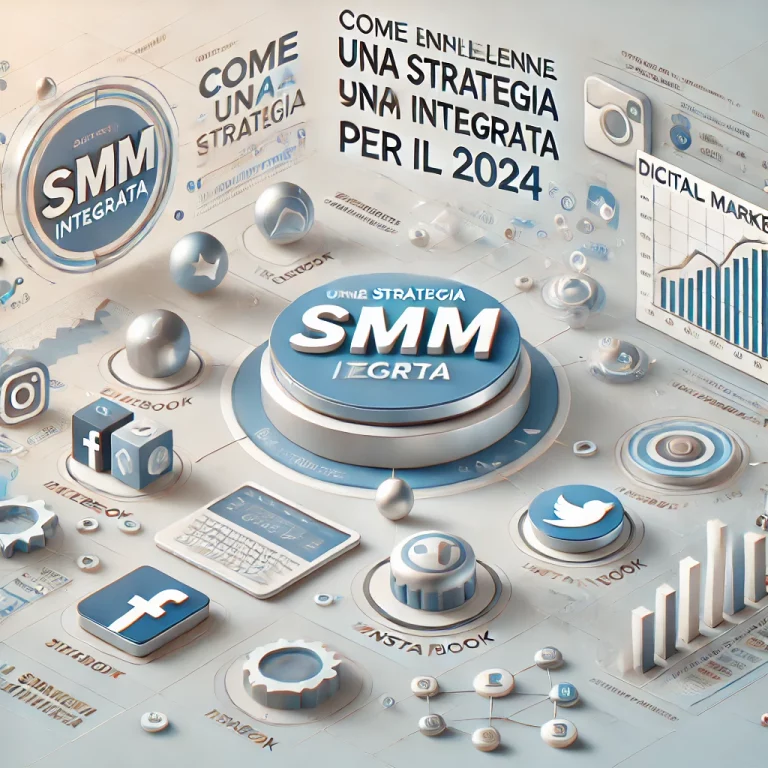 Anteprima dell'articolo "Come Implementare una Strategia SMM Integrata per il 2024" con icone di social media e grafici di marketing.