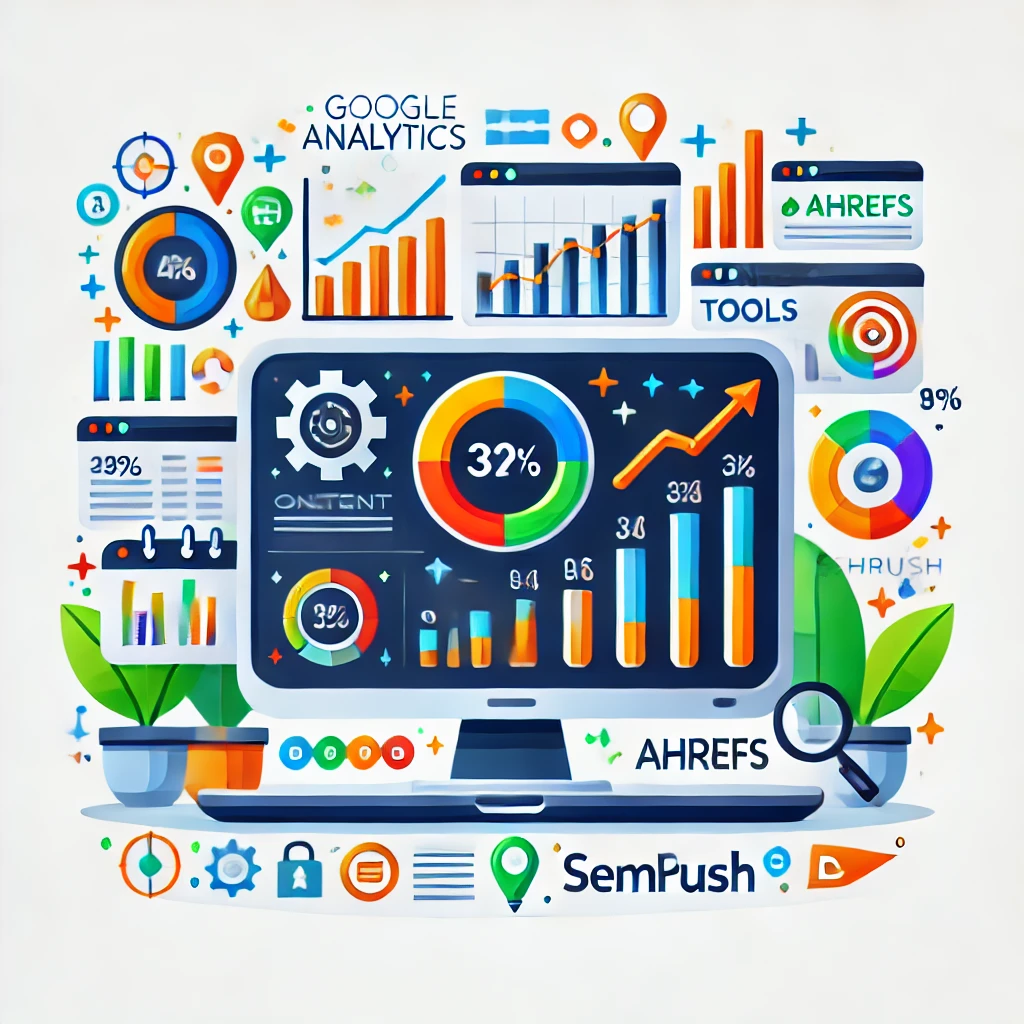 Illustrazione che rappresenta l'uso di strumenti di analisi per ottimizzare la performance dei contenuti.
