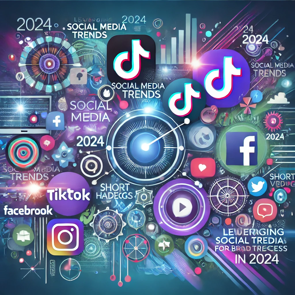 Illustrazione delle tendenze social media per il successo del brand nel 2024.
