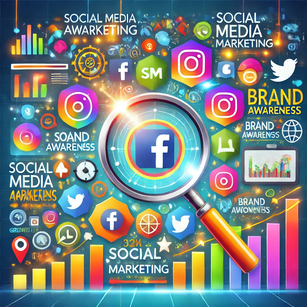 Anteprima per articolo SMM su brand awareness con icone social e grafico di crescita