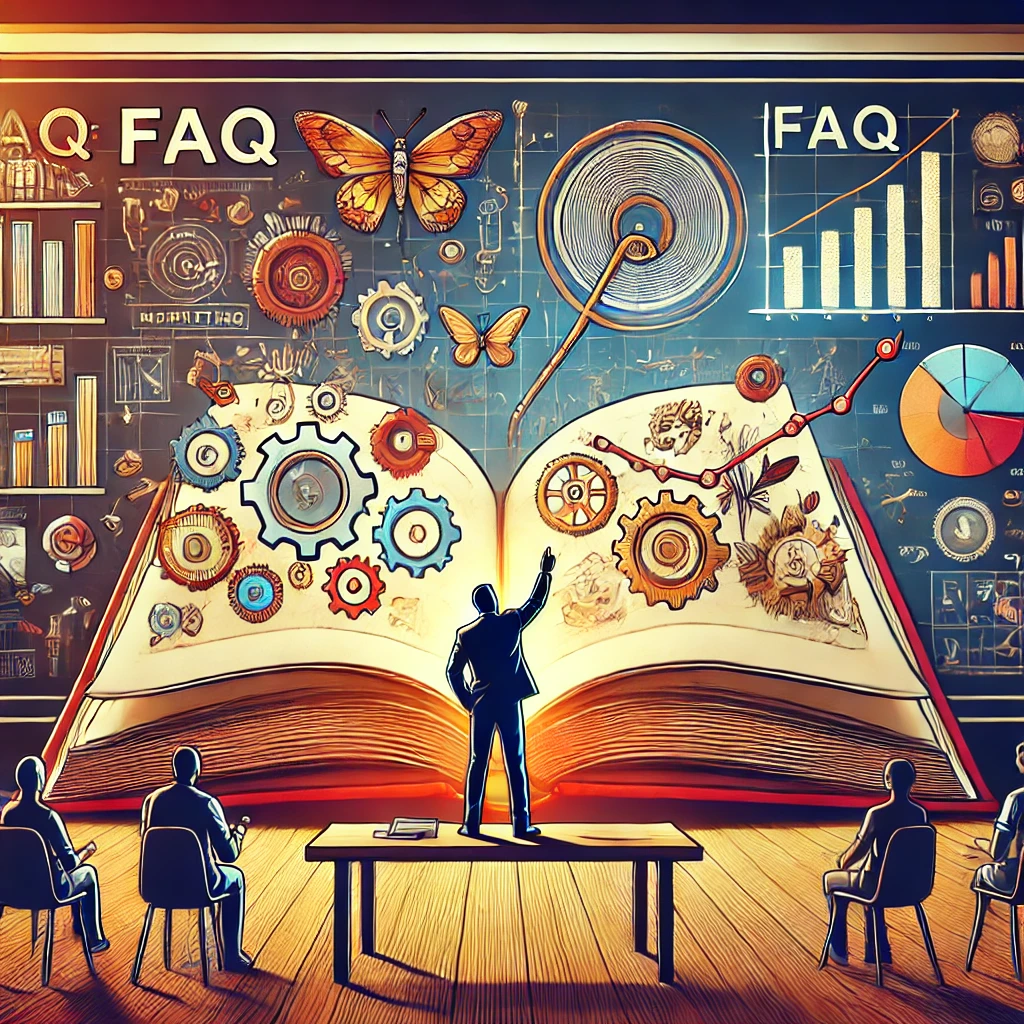 Un narratore racconta una storia con un libro aperto, collegato a uno schermo digitale con grafici e immagini emozionanti.