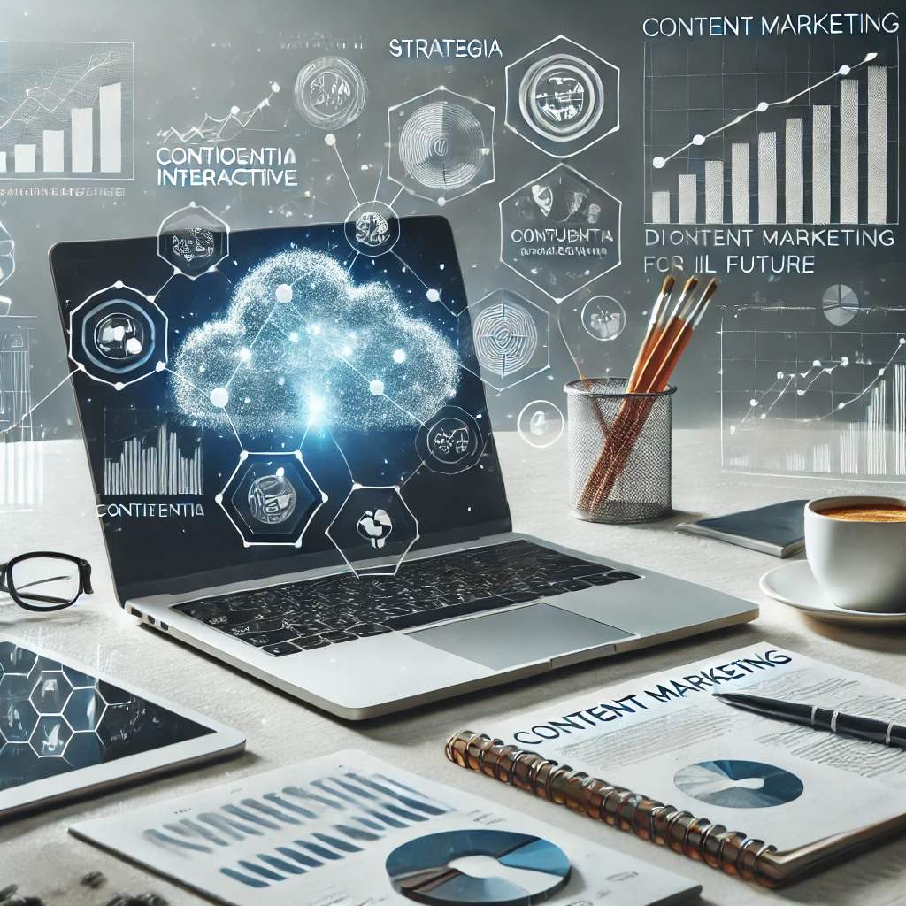 Strategia di content marketing con grafici e metriche su un laptop