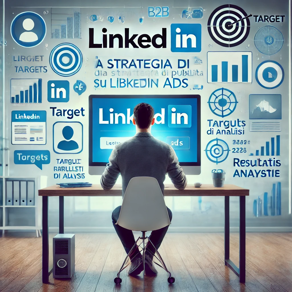 Strategia di pubblicità su LinkedIn con grafici e target