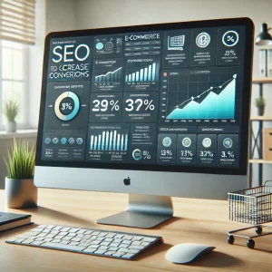 Dashboard e-commerce reale con dati SEO e tassi di conversione in aumento
